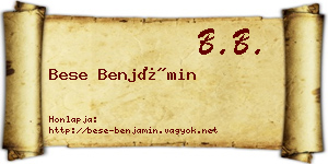 Bese Benjámin névjegykártya